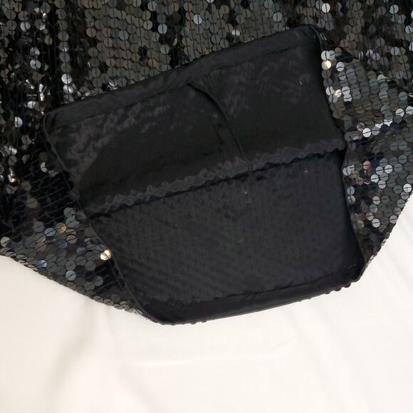 Vtg Nite Line Sheer Sequin Sparkly Dress Beaded Black 8 Taylor Swift Bad Rep Era - Picture 12 of 12
